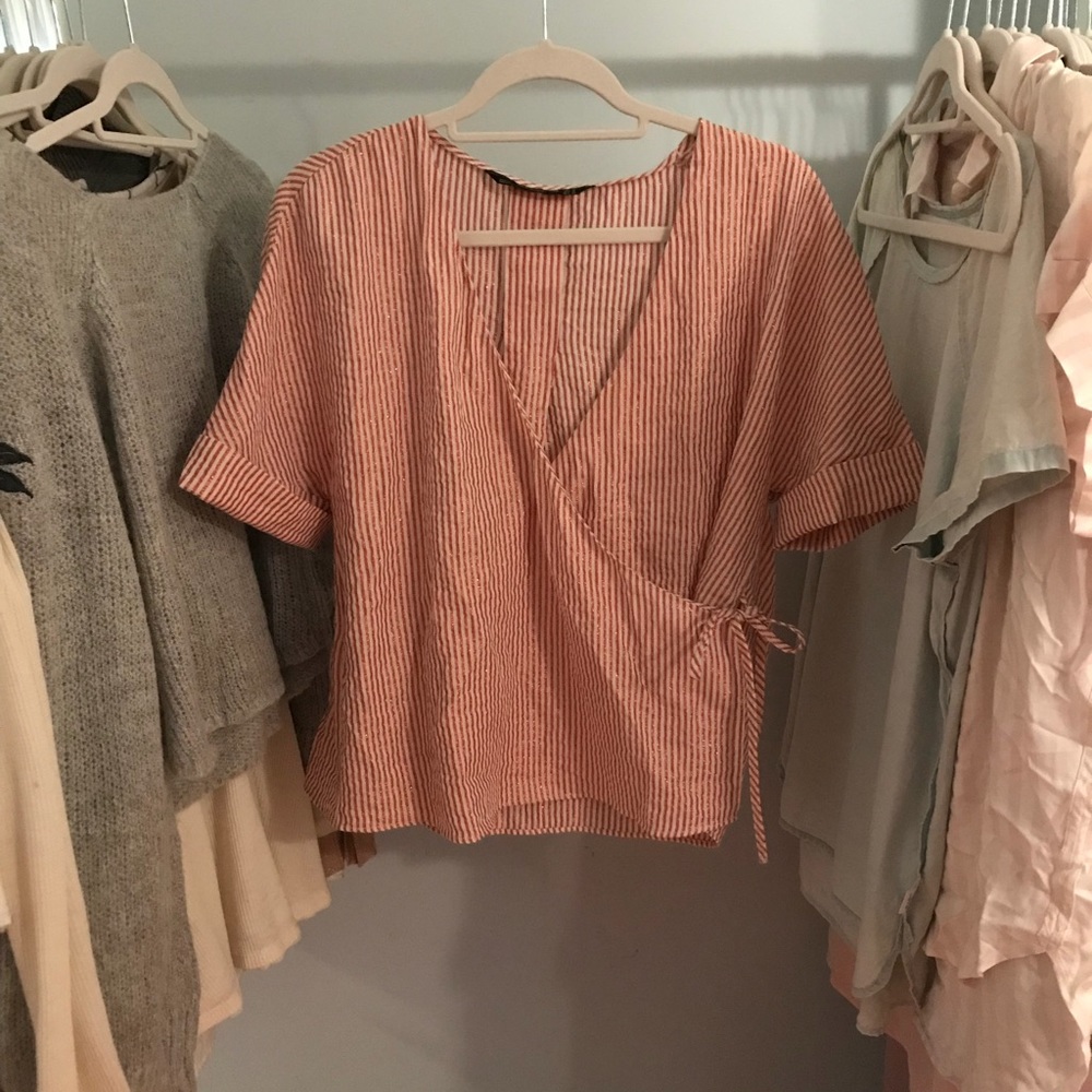 Zara striped wrap top!